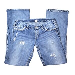 Silver Jeans Frances Bootcut‎ Jeans Distressed Medium Wash W30 L33